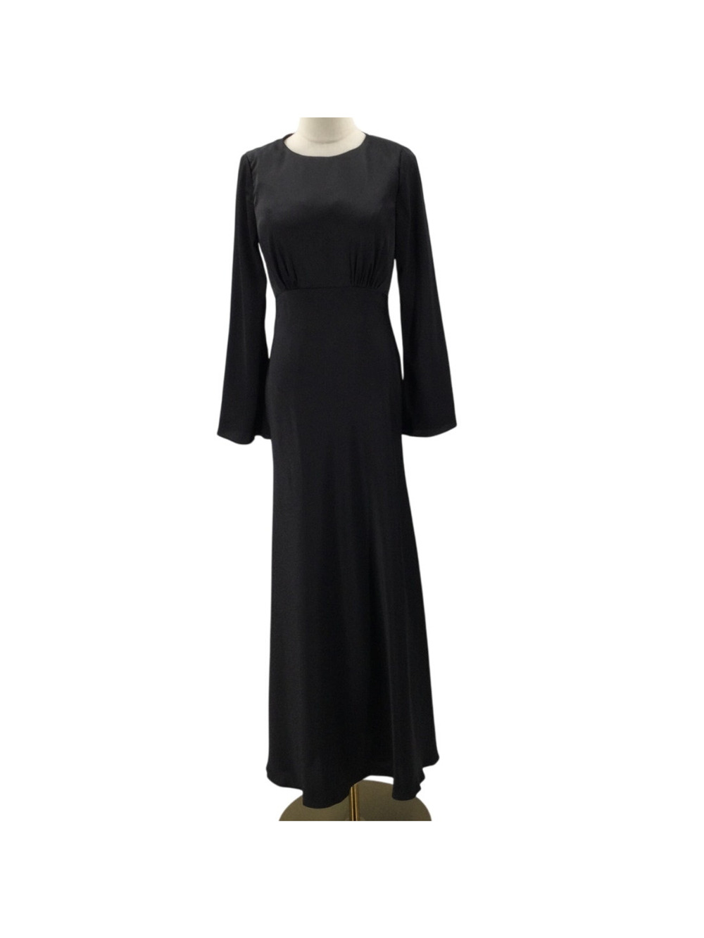 AW BRIDAL 0 XS black satin charmeuse Ginevra formal party maxi dress NEW 0B5
